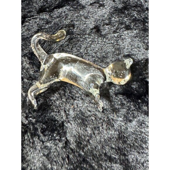 Handblown Clear Glass Cat Figurine - Picture 2 of 6